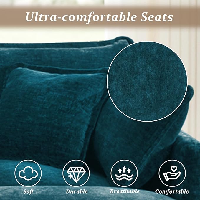 SoarFlash Chenille Sectional Middle Position Sofa,Deep Blue