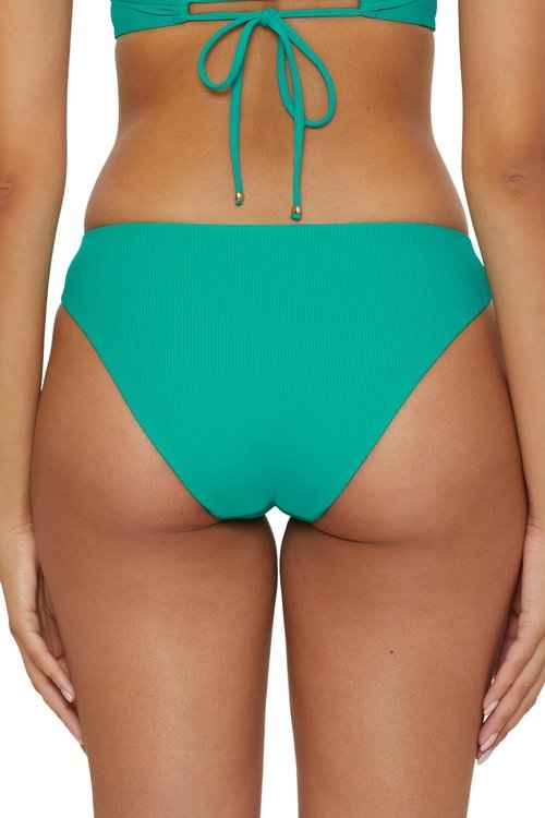 BECCA Women's Standard Modern Edge Hipster Bikini Bottom, Cheeky Coverage, Swimwear Separates, Peacock