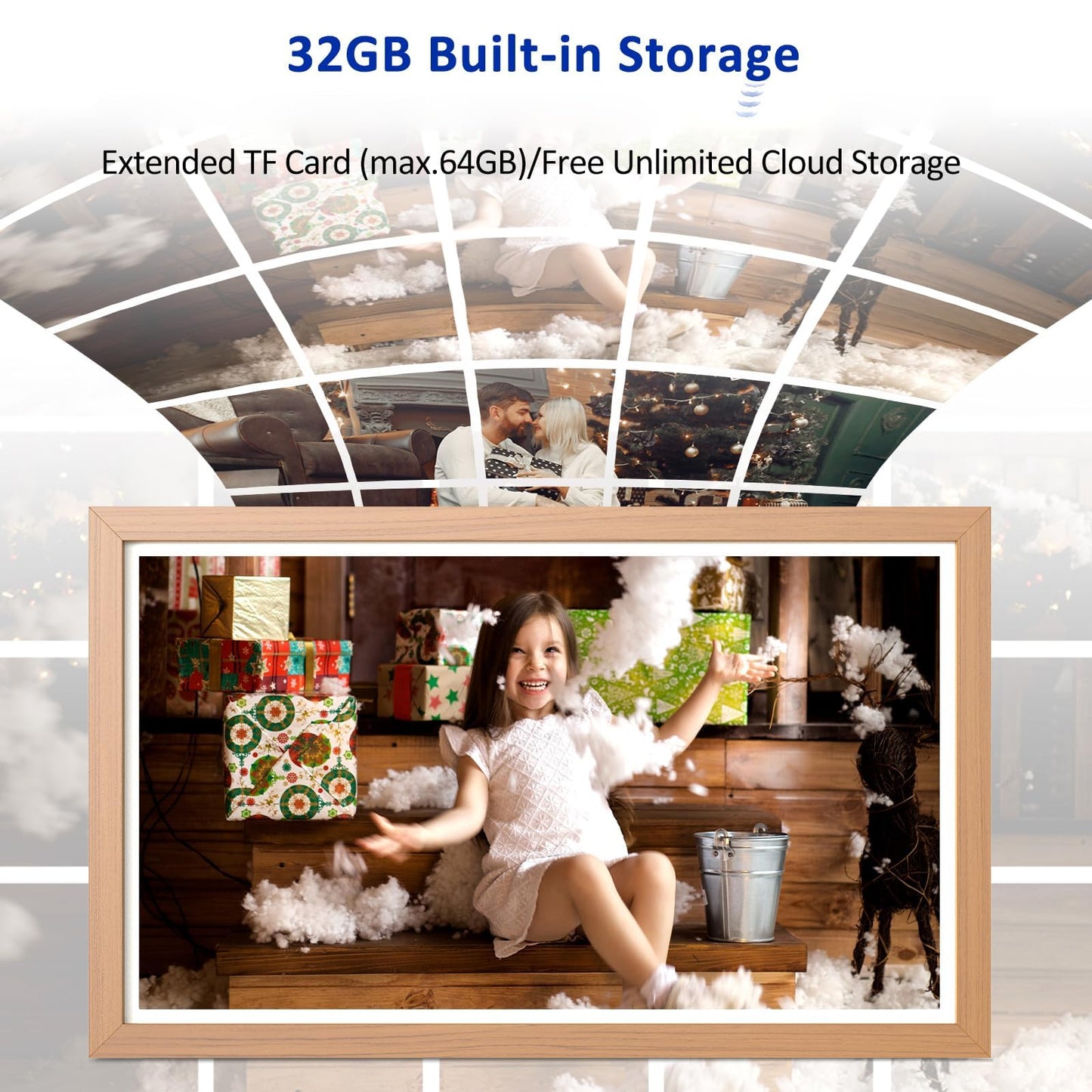 Fullja 21.5 Wifi Digital Photo Frame Large Digital Picture Frame, 32Gb Storage Digital Art Frame, Share Photo Video Via App E