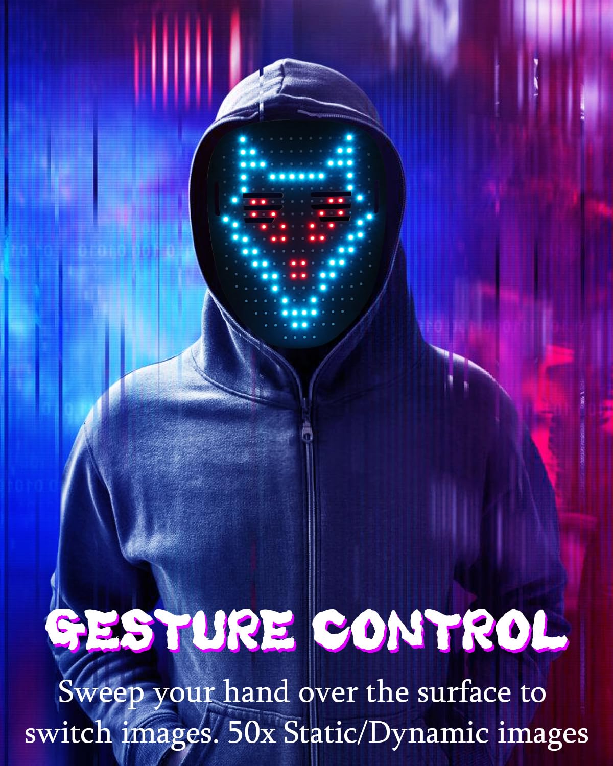Envyvip Rechargeable LED Mask for Men Women, Cool Halloween Costume Mask Birthday Gifts for Teen Boys & Girls