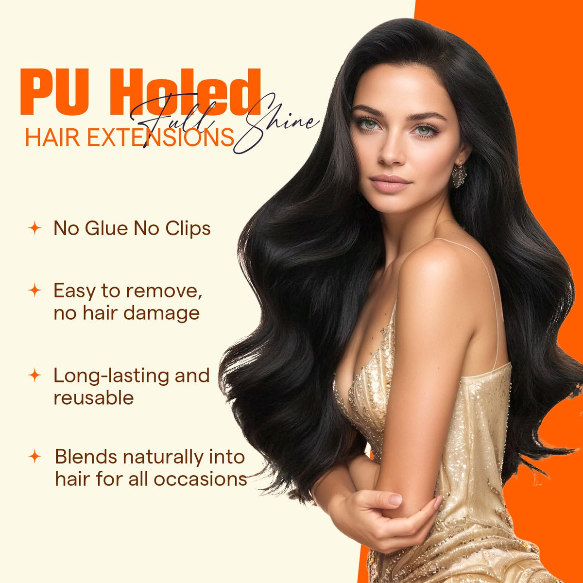 Full Shine Tape in Hair Extensions Human Hair Tape in Balayage Extensions Color 4 Medium Brown to 24 Blonde and 4 Medium Brown 2