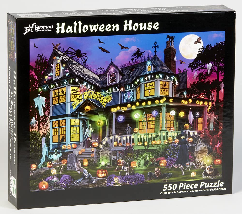 Vermont Christmas Company Halloween House Jigsaw Puzzle 550 Piece - 24" x 18" - Fully Interlocking & Randomly Shaped Pieces