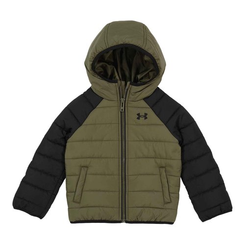 Under Armour Boys Tuckerman Puffer Jacket, Mid-Weight Quilted Zip-Up Coat, Wind & Water Repellent, Marine Green Raglan