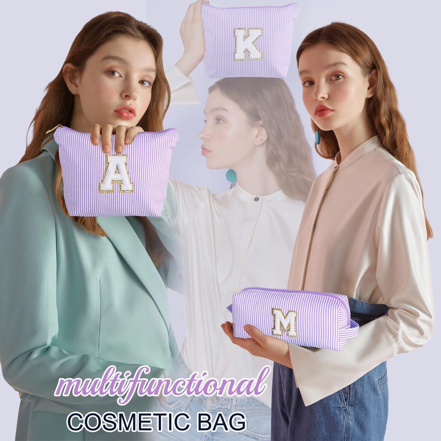 YOOLIFE Bridesmaid Gifts for Wedding Day, Bridesmaid Gifts | Bridesmaid Proposal Gifts Unique Gifts | Preppy Makeup Bag 30th Birthday Gifts for Her | Makeup Organizer Bag Preppy Stuff C- Purple