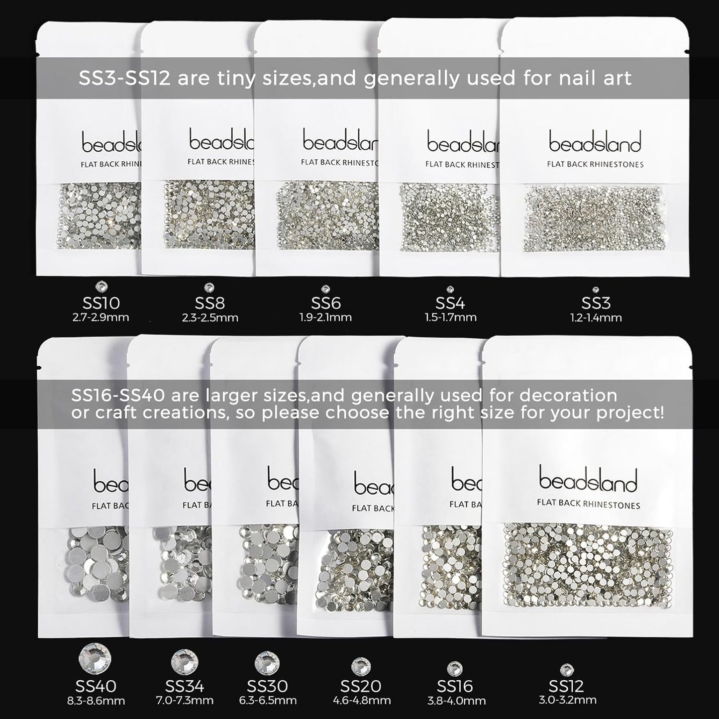 Beadsland 1440 Pieces Flat Back Crystal Rhinestones Round Gems,Light Pink AB,SS3,1.2-1.4mm