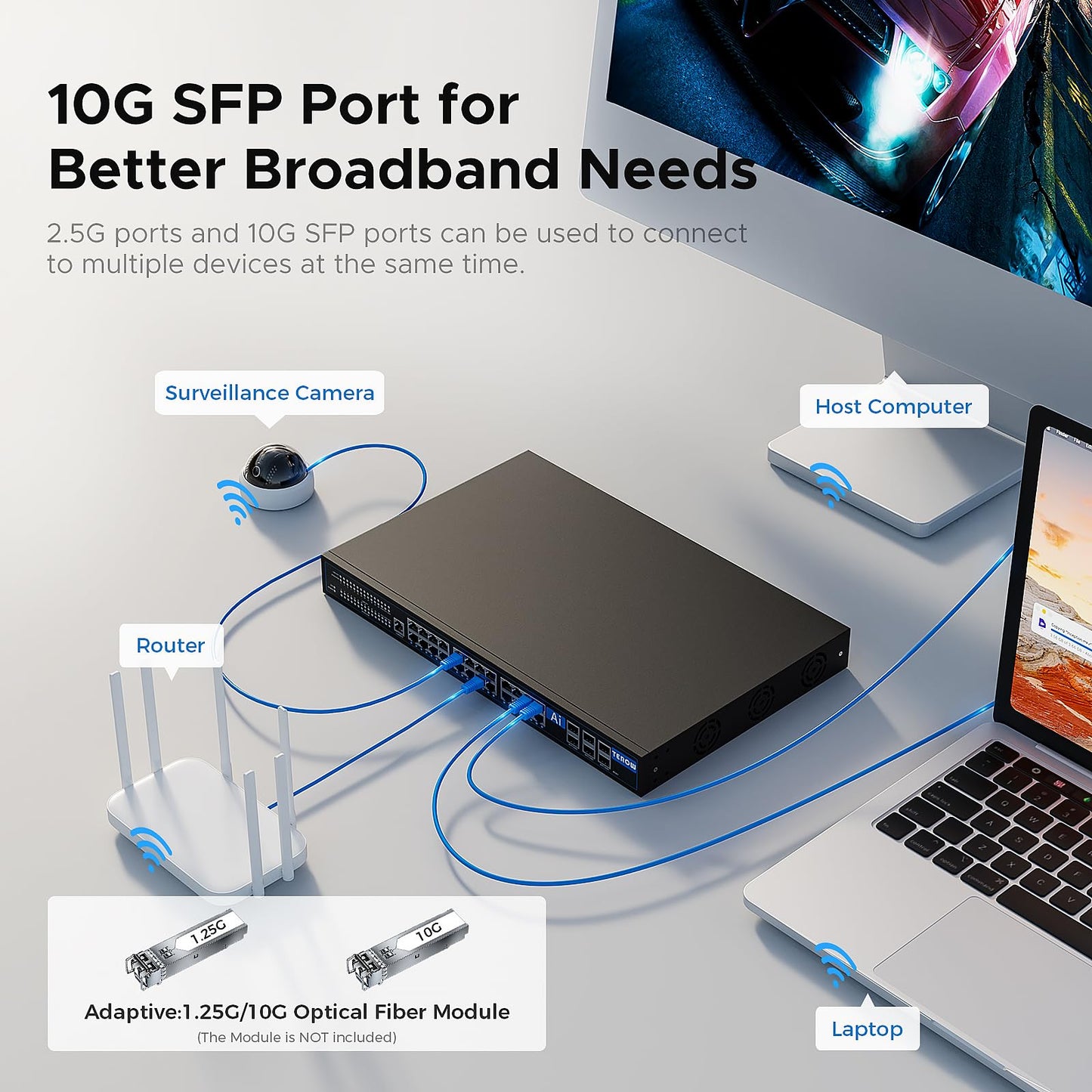 30 Port Managed Multi-Gigabit Switch| 24 X 2.5G Port With 6 X 10G Sfp| 240G Bandwidth| Ieee802.3Ab/Bz| Support Qos,Extend/Vlan M