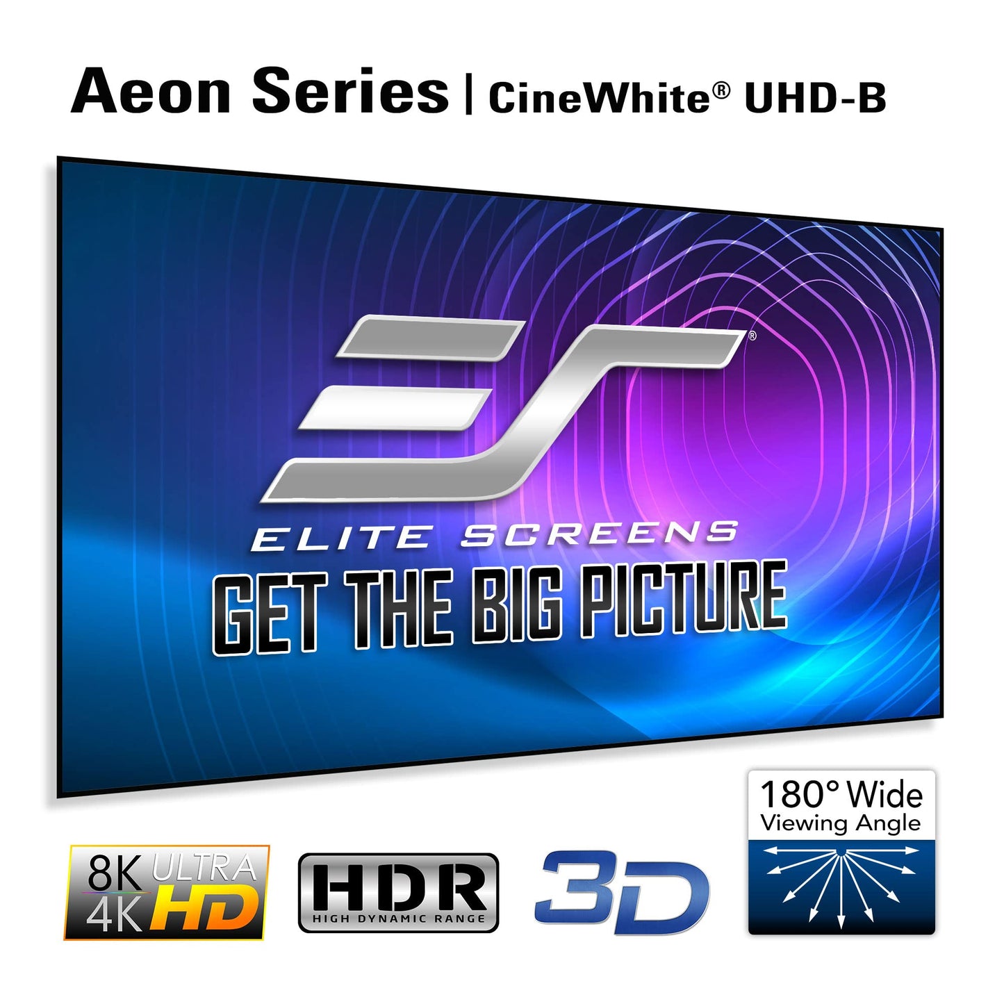 Elite Screens 120" Fixed Frame Projector Screen 16:9, Edge-Free 8K/4K UHD CineWhite, Standard, Short & UST Compatible Home Theater, AR120WH2