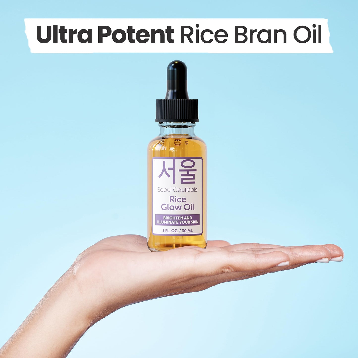 SeoulCeuticals Rice Bran Oil for Skin - Korean Skin Care Facial Glow Oil With Squalane & Vitamin E - Cruelty Free K Beauty Skinc