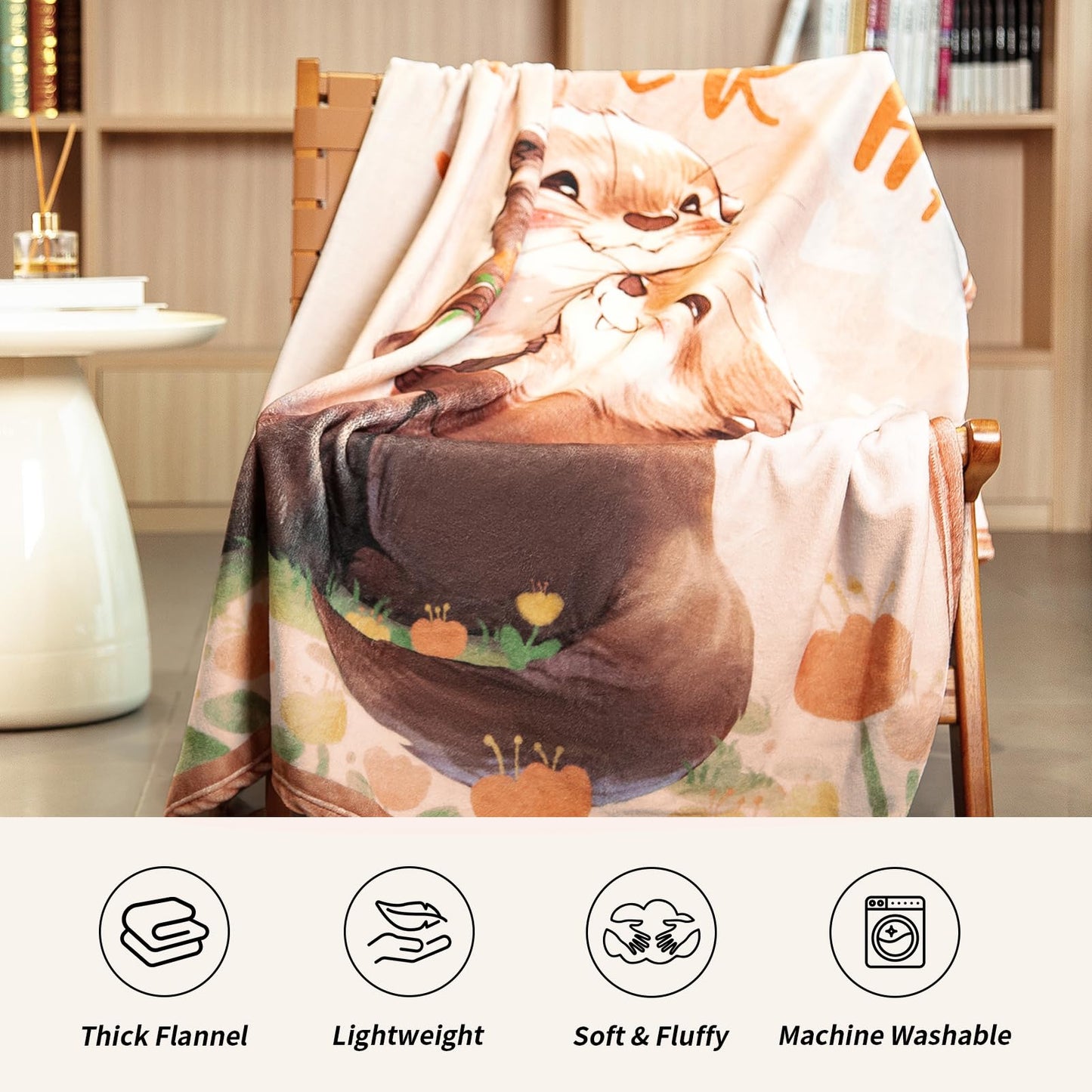 AceThrills Anniversary Blanket Gifts for Women, Girlfriend Gifts for Girfriend Birthday Gift, Romantic Sweetest Day Gifts for Him Her - 50" × 60" Otter Blanket