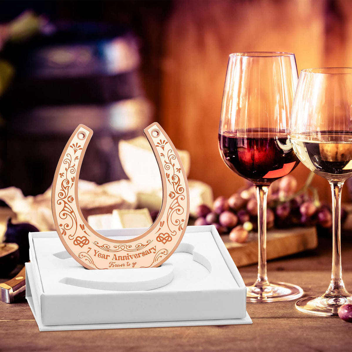 7 Year Anniversary Copper Gifts for Him 7 Year Anniversary Wedding Gift for Couple Lucky 7 Years of Marriage Horseshoe 7th Wedding Anniversary Copper Gifts for Him with Box Gifts for Men Him