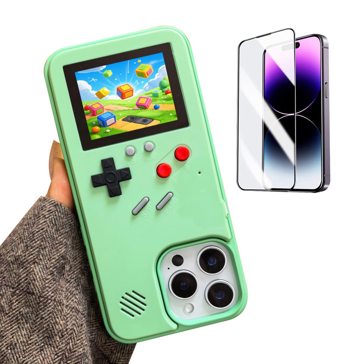ERAKOLE for iPhone 16 Pro Max Case Game Design Retro Video Game Phone Cover, Classic Creative Birthday Gifts, Playable Shockproo