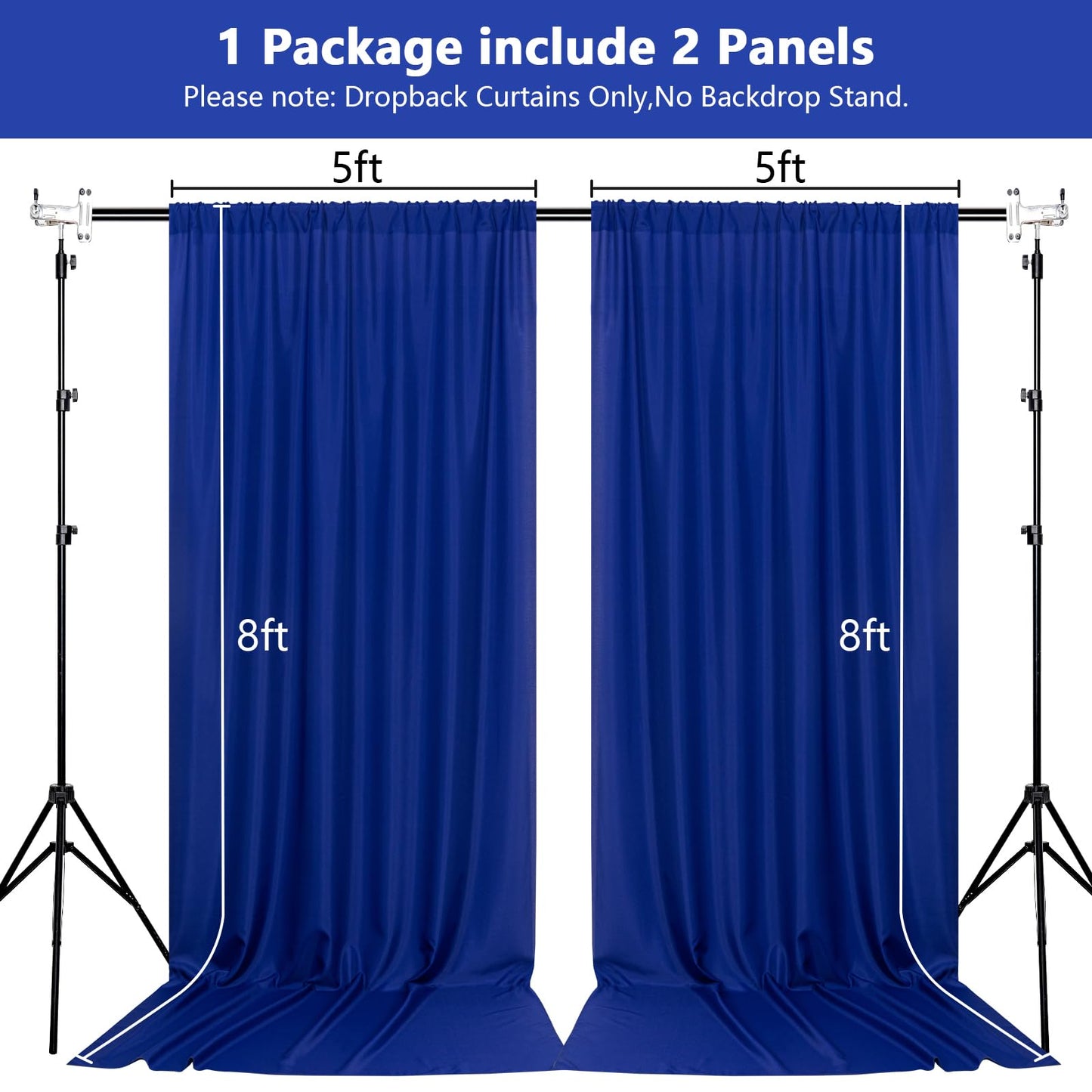 MEETSKY Royal Blue Backdrop Curtains for Parties Blue Curtains Photography Backdrop Drapes for Wedding Birthday Party Baby Showers Rod Pocket Home Sliding Door Decoration, 5ft x 8ft, 2 Panels