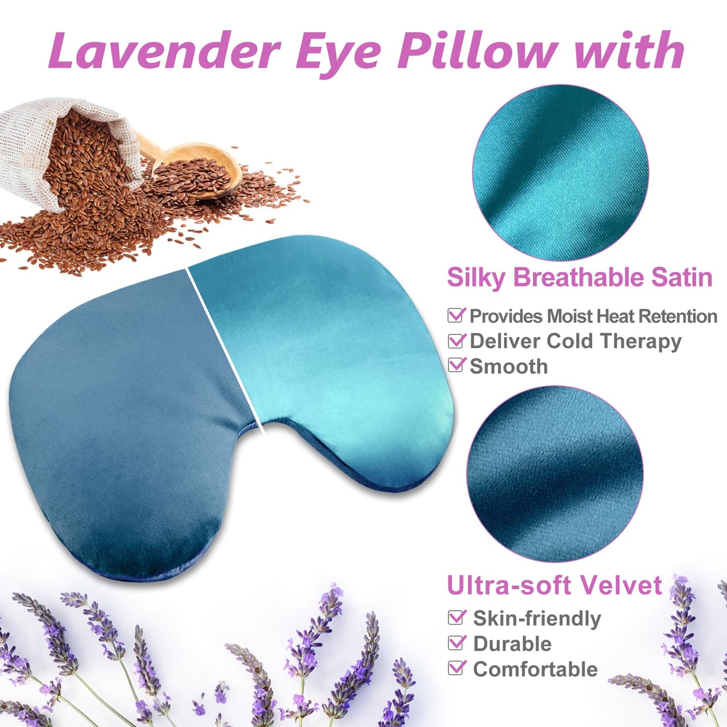 RelaxCoo Microwave Heating Pad, Face Eye Mask Microwavable for Dry Eyes, Migraines, Headache, Sinus Pressure Relief and Relaxation, Warm Compress Eye Pillow Heat Pad, Blue