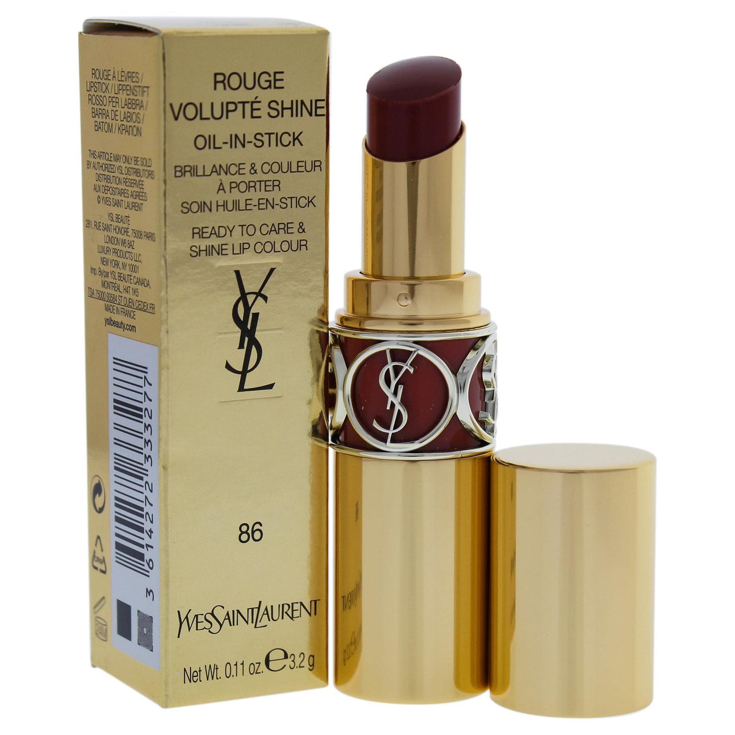 Yves Saint Laurent Rouge Volupte Shine Oil-In-Stick Lipstick - 86 Mauve Cuir Women 0.11 oz