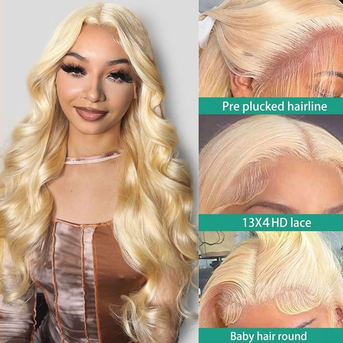 Sweetie 16 Inch 613 13x4 Lace Front Wig Human Hair 150% Density 12A Blonde Wig Human Hair Body Wave Lace Front Wigs Human Hair for Women HD Lace Glueless Wigs Human Hair Pre Plucked