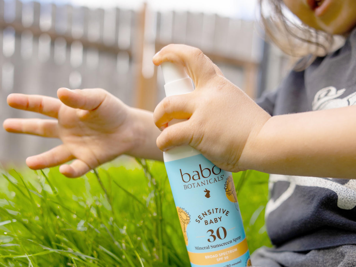 Babo Botanicals Baby Skin Mineral Sunscreen Spray SPF 30 with 100% Zinc Oxide Active, Water-Resistant, Unscented, 6 Fl Oz