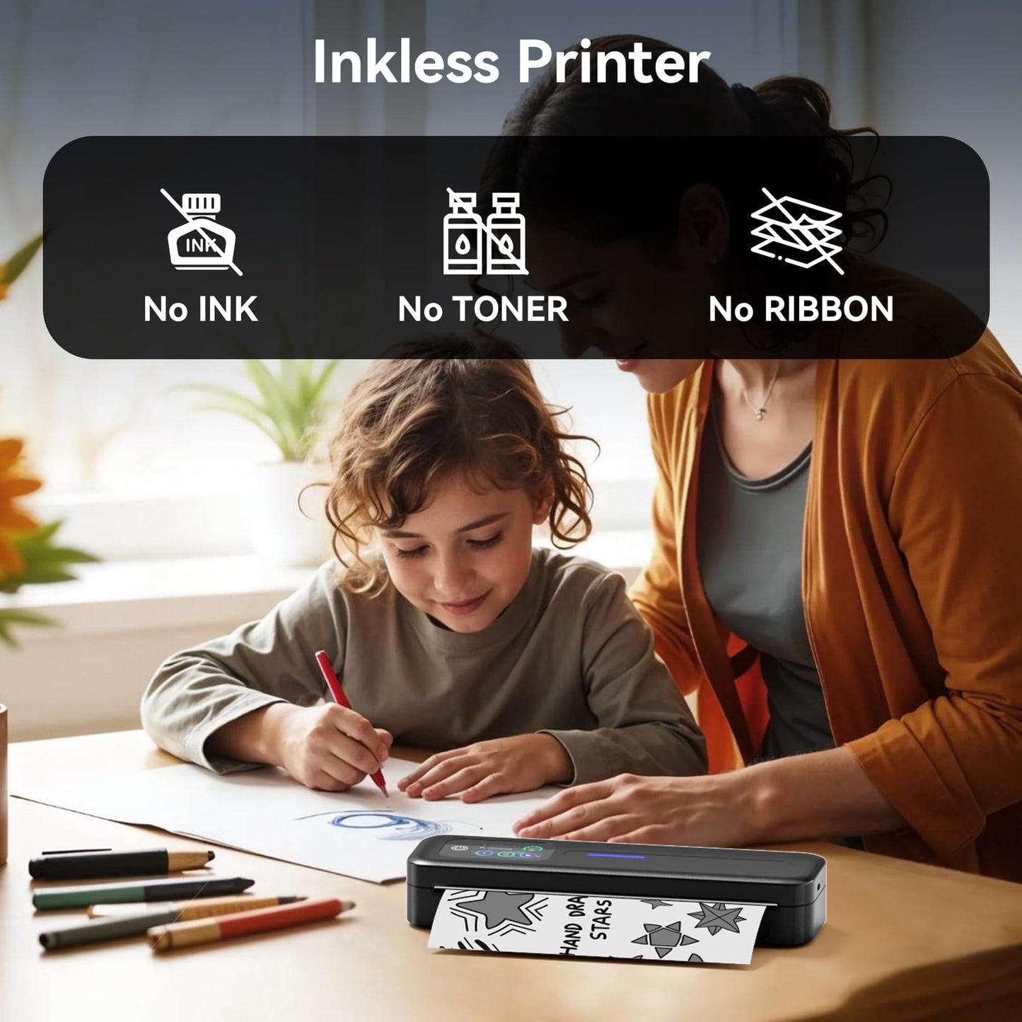 Phomemo Upgraded Portable Printer with Touchscreen, M832D Bluetooth Wireless Thermal Inkless Printer, Supports 8.5"x11" US Letter & A4, Compatible with iOS, Android, PC for Travel, Black