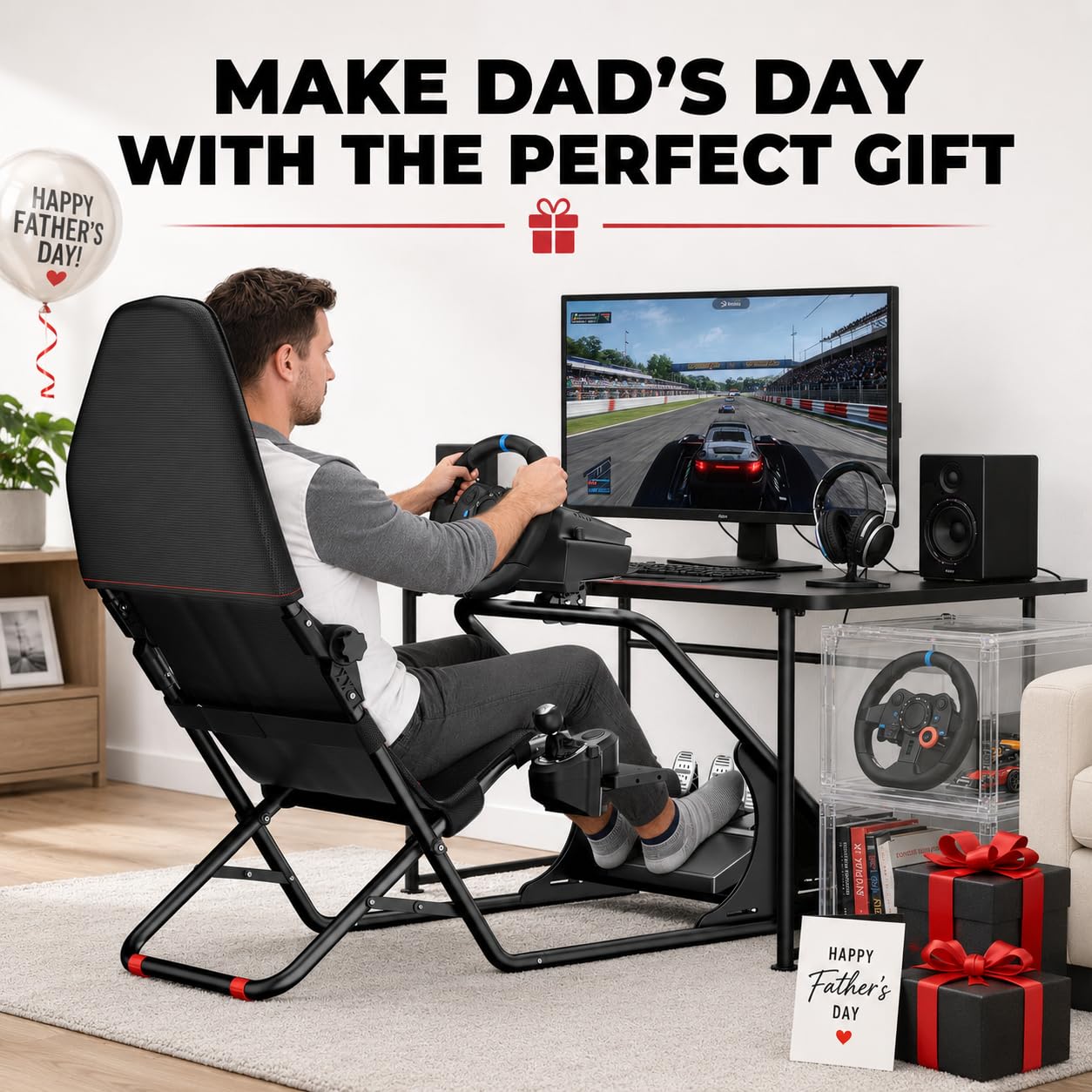 RACGTING Racing Simulator Cockpit - Adjustable Sim Racing Cockpit with Seat Compatible with Logitech G920 G29 G923, Thrustmaster T248 T300 T150 TX, for Xbox PS5 PS4 PC, Fits Fanatec DD1/DD2