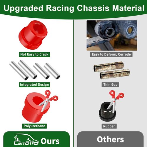 Cartalia Golf Cart Front and Rear End Repair Bushing Kits for 1993-Up Club Car DS, Deluxe Front & End Rebuild Kit with King Pin, Polyurethane Sleeves, Steel Plate Screws Replace OEM # 1016386 1015583