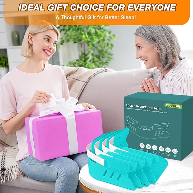 Bed Sheet Holders for Corners, 4Pcs Heavy Duty Fitted Sheet Holder with Lock Fastener Straps &Anti-Slip Pads Keep Sheets Firm&Tight, No More Loose Sheets, Easy Installation for Any Mattress (Green)