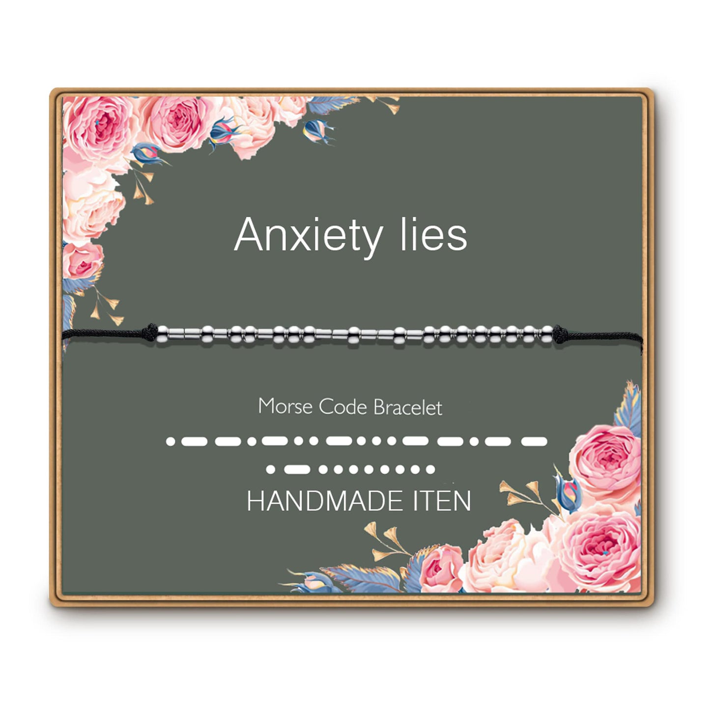 ASELFAD Anxiety Lies Morse Code Bracelet Inspirational Gifts for Women Her Girl Encouragement Gifts for Daughter Sister Friend J
