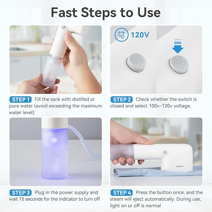Travel Steamer for Clothes, Fashion Portable Handheld Garment Steamer for Clothes, 15S Heat Up, Min Steamer & Iron 2 In 1, 1.1lbs, Fabric Wrinkle Remover for All Clothes, White,120V