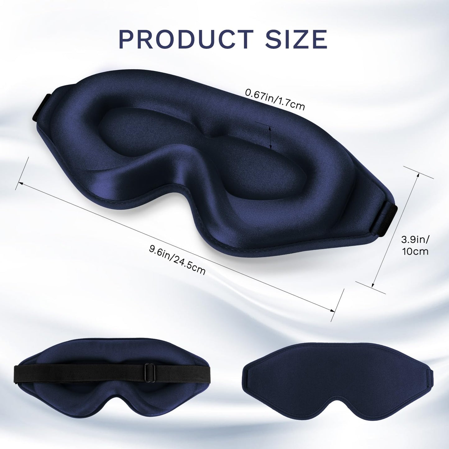 99% Fully Block Out Light Eye Sleep Mask, 3D Deep Contoured Eyes Cover Zero Pressure, Long Lash Extension Eyes Mask with Adjustable Straps for Sleeping Travel Home Nap Rest Women Men (Dark Blue)