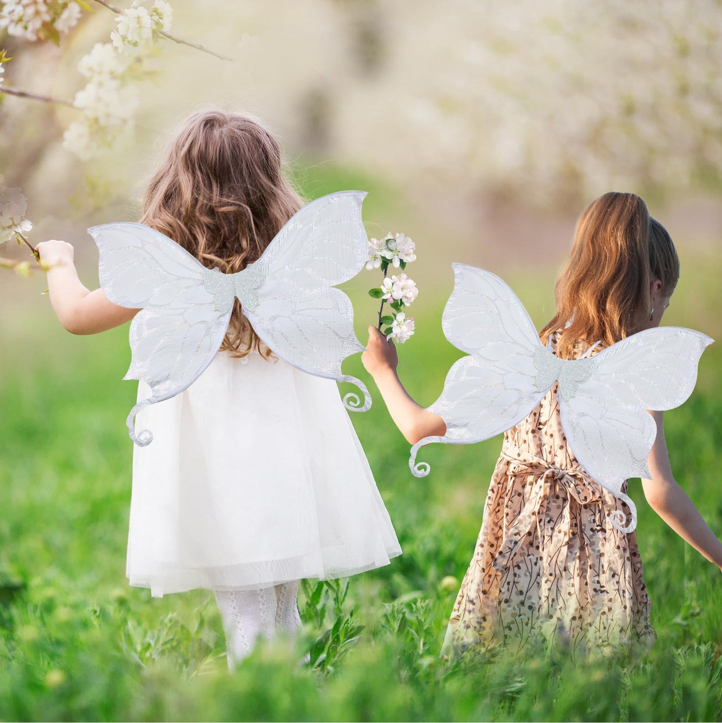 RUIZSH Fairy Wings, Angel wings for Kids Butterfly Wings for Girls Fairy Costumes for Women Halloween Dress Up Cosplay (White)