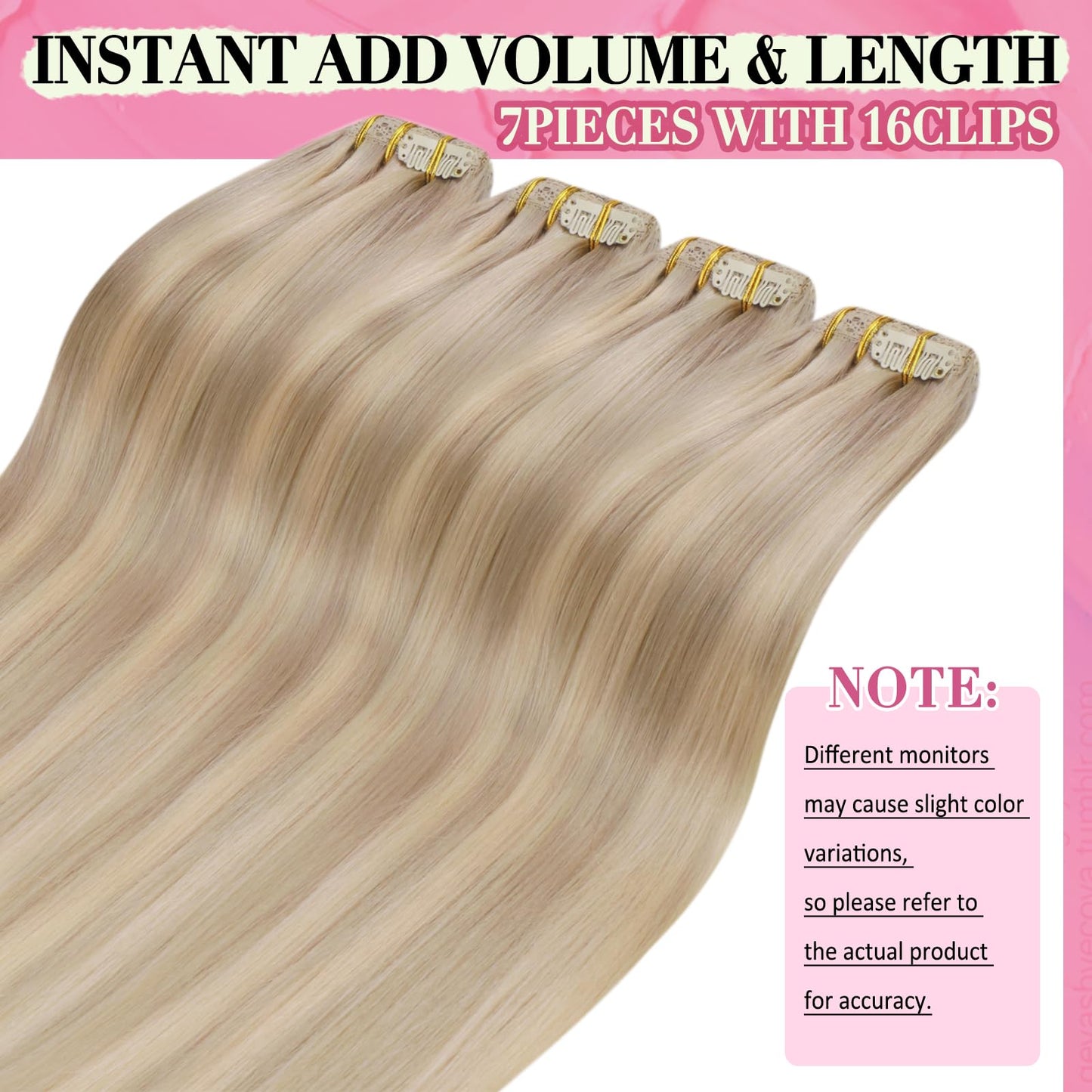 YoungSee Clip in Human Hair Extension Highlight Clip in Hair Extensions Human Hair Warm Ash Blonde Highlights Bleach Blonde Thic
