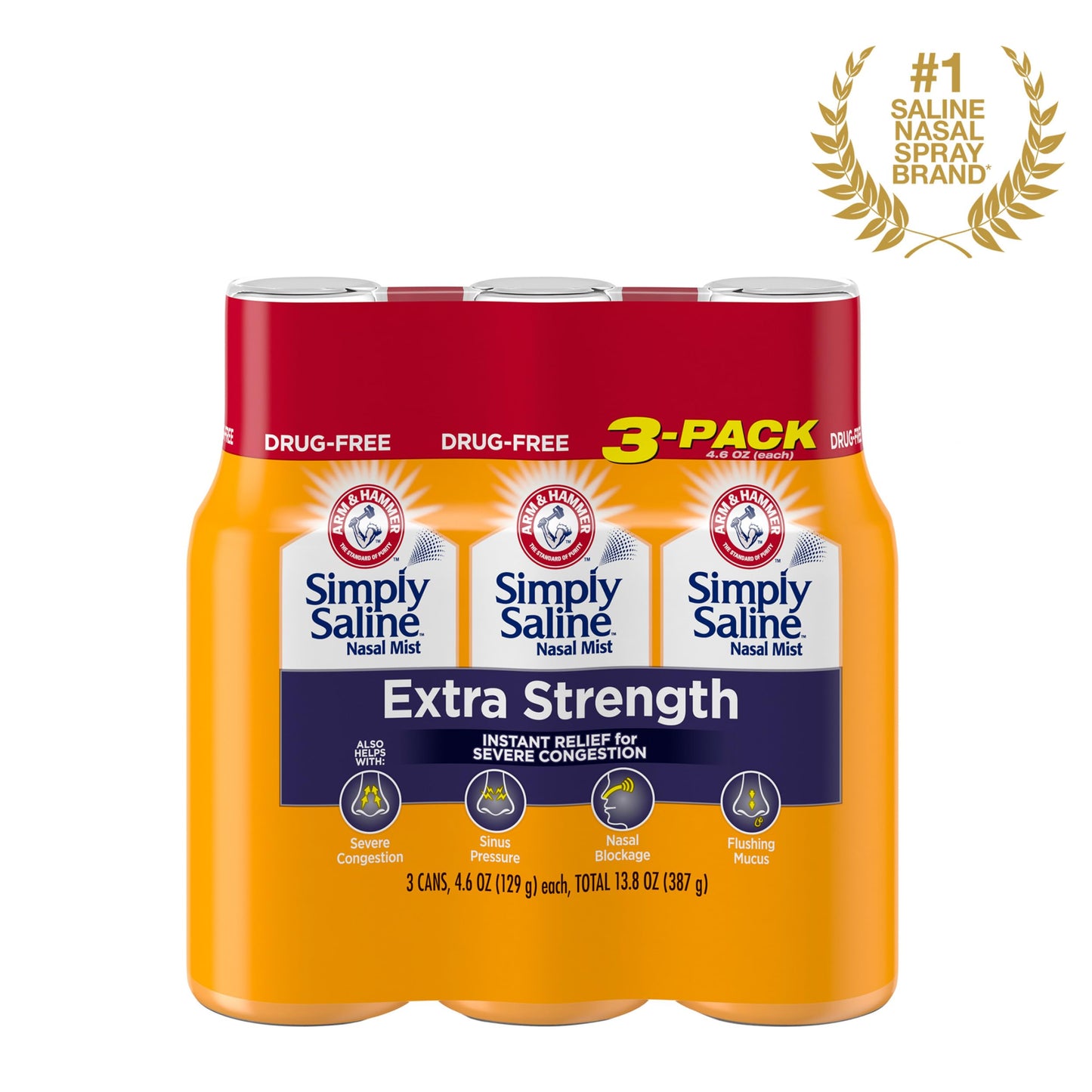Simply Saline Extra Strength for Severe Congestion Relief Nasal Mist: 4.6oz 3-Pack