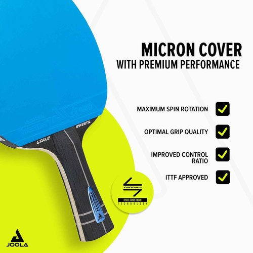 JOOLA Infinity GL Professional Ping Pong Paddles with Paddle Cover - 7-Layer Wood Fiberglass Blade - ITTF Approved - Pro Ping Pong Paddle for Advanced Control & Speed - Table Tennis Racket - Blue