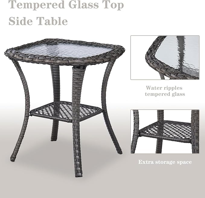 Belord 5 Pieces Patio Furniture Sets Wicker Outdoor Furniture, Rattan Patio Swivel Glider Chairs with 2 Ottoman and Glass Side Table