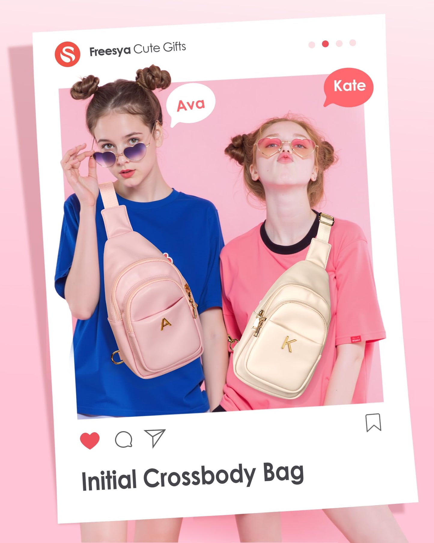 Freesya Gifts for 8-10, 11-14, 15-19 Year Old Girls, Personalized Sling Bag, Teen Girl Gifts Trendy Stuff, Monogram Gifts, Birthday Gifts for Teen Girls, Crossbody Shoulder Purse, Travel Essentials