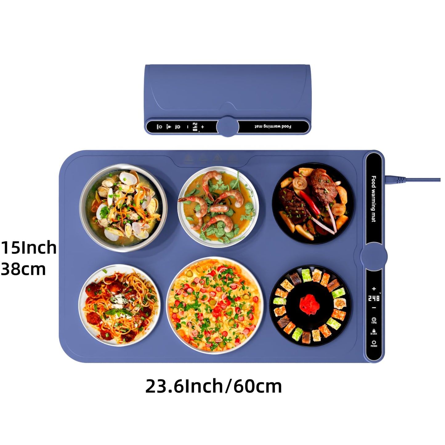 LYSXP 2025 Food Warming Mat, 15x23.6Inch 9-Level Temperature Adjustment, Multi-Functional Food Heater for Parties and Daily Use (Blue)
