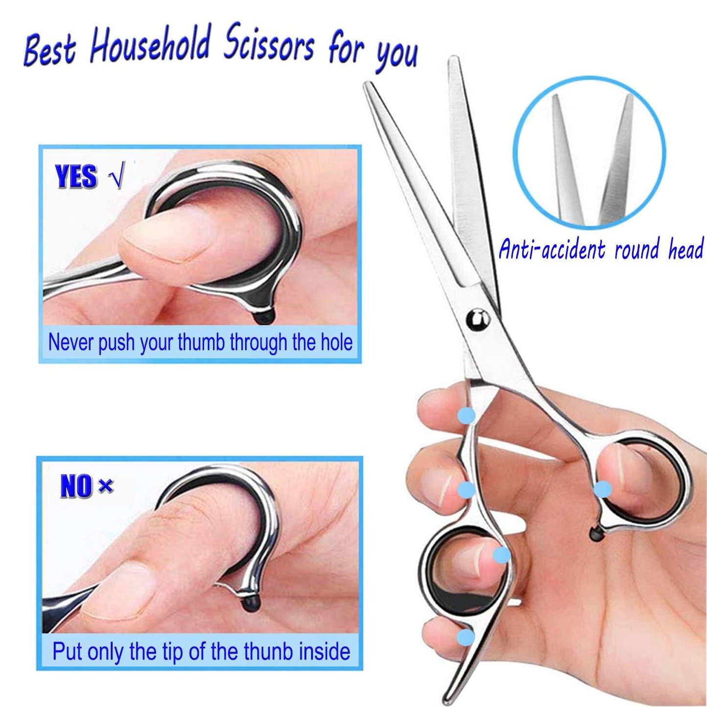 Essoy Professional Hair Cutting Scissors/Shears (6.5-Inches), Stainless Steel Haircut Scissor with Fine Adjustment Screw for Hom