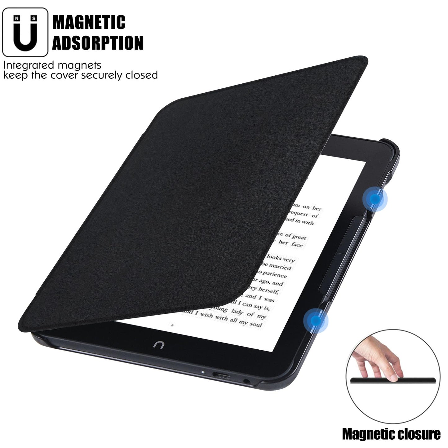 Bozhuorui Case For 7.8 Nook Glowlight 4 Plus (2023) | Slim & Lightweight Design | Book Folio Style | Hard Back Shell | Premium