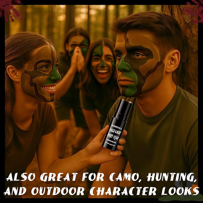 BOBISUKA Brown Face & Body Paint Stick Water-Based Washable Face Paint Makeup Stick for Halloween Skeleton, Skull, Devil, Demon, Fox, Hunting, Camo, Cosplay, SFX, Sports Eye Black & Costume Party