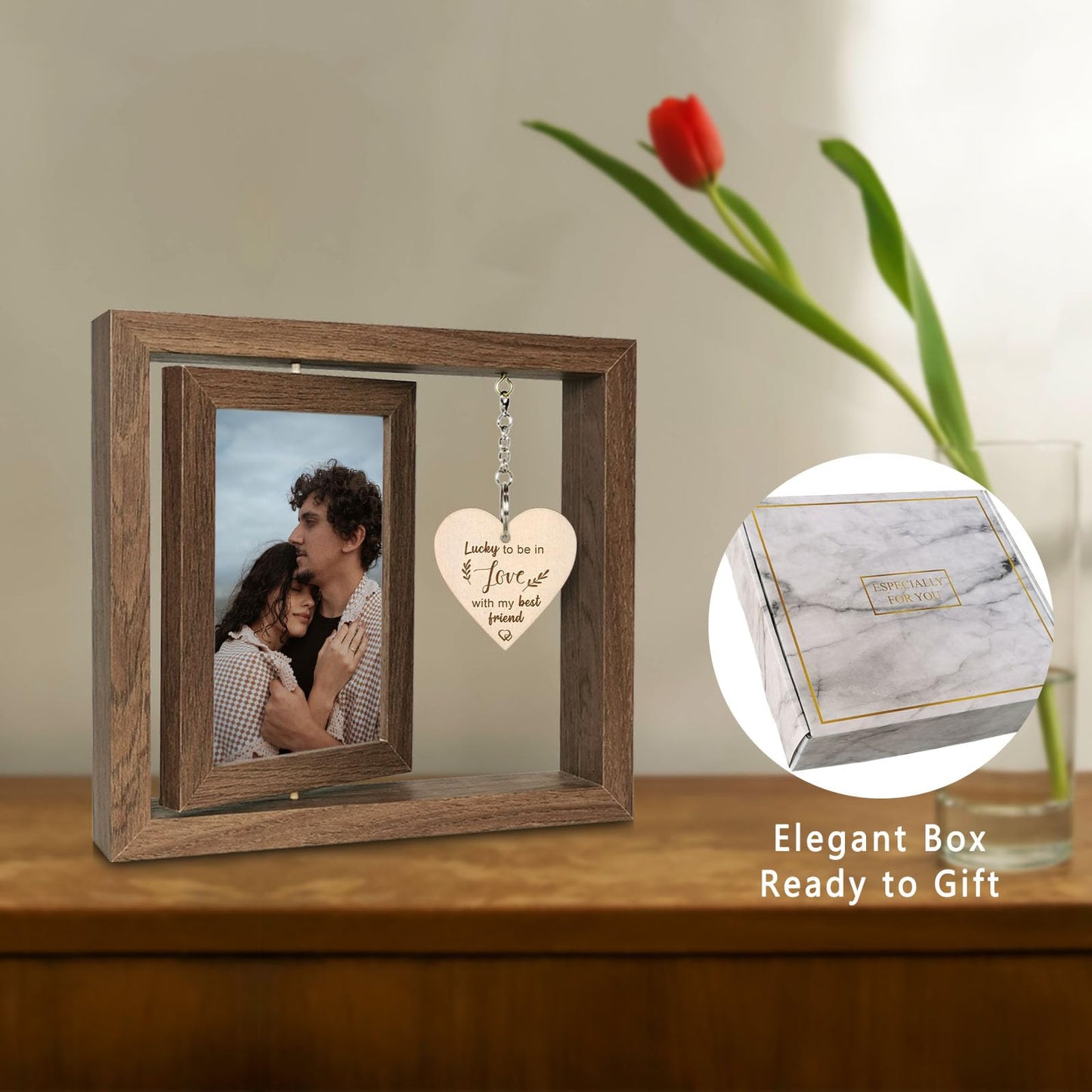 EYITUPC Lucky to Be in Love with My Best Friend Birthday Anniversary Picture Frame Boyfriend Girlfriend Husband Wife Fiance Couples Gifts (Display Two 4x6)