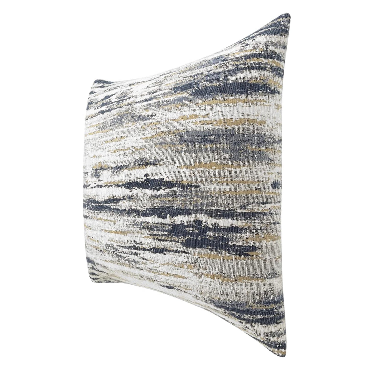ROMANDECO Jacquard Chenille Striped Decorative Throw Pillow Covers for Couch Set of 2, 18x18 Inches, Navy Blue