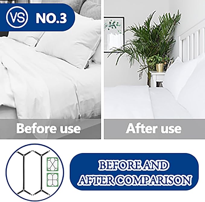 Bed Sheet Holder Corner Straps-Adjustable Crisscross Sheet Clips,Elastic Band Fitted Bedsheet Fasteners Suspenders Grippers,2Pcs Black