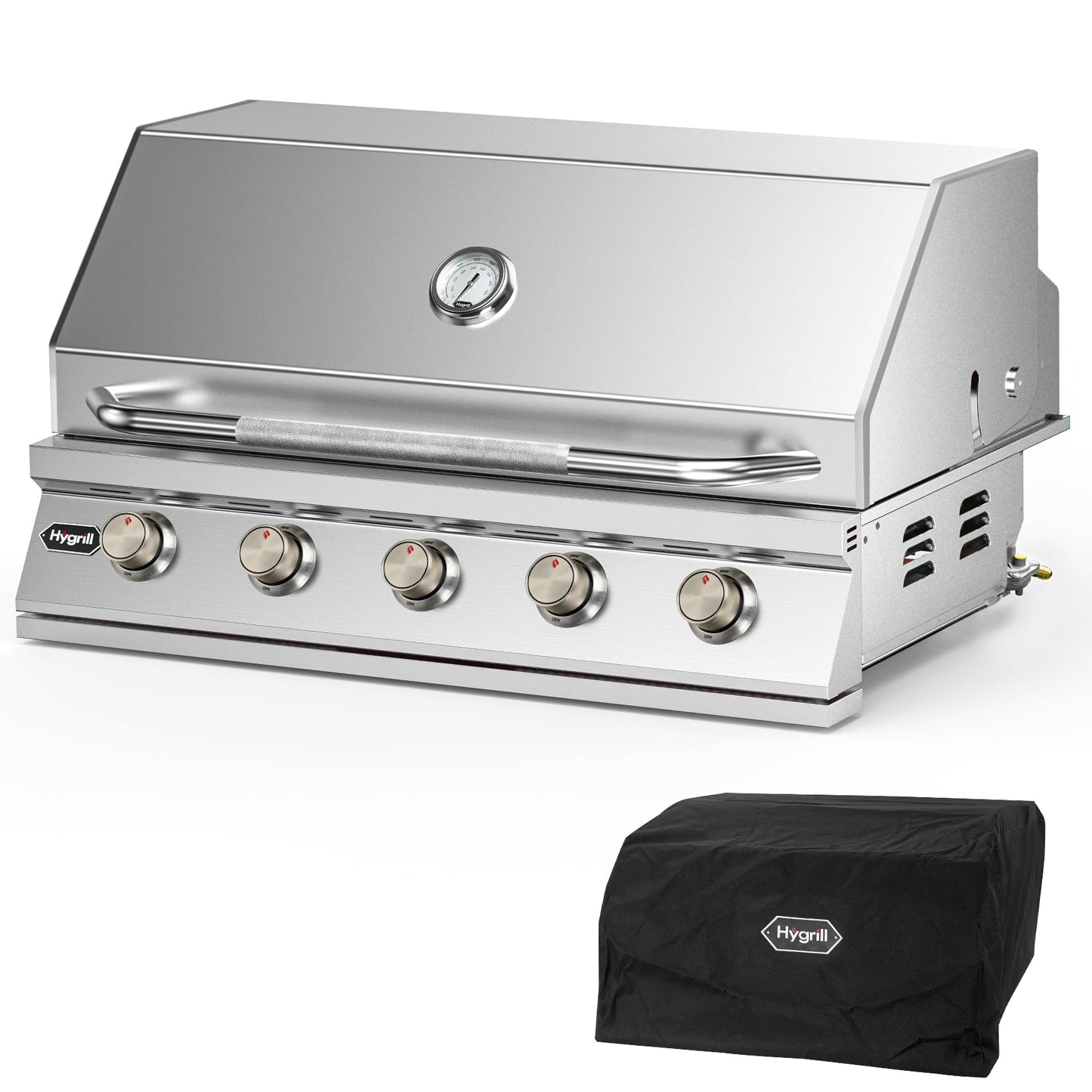 Hygrill STD Series 40-Inch Built In Grill, Stainless Steel 5-Burner Grill Head for Outdoor Kitchen, Natural Gas