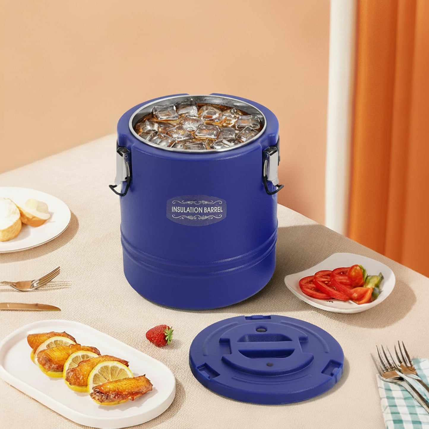 Commercial Insulated Food Container, 16QT/4Gal Insulated Soup Container Bucket Commercial Food Warmer Insulation Barrel for Hot or Cold Food for Restaurant, Canteen, Home (Blue)