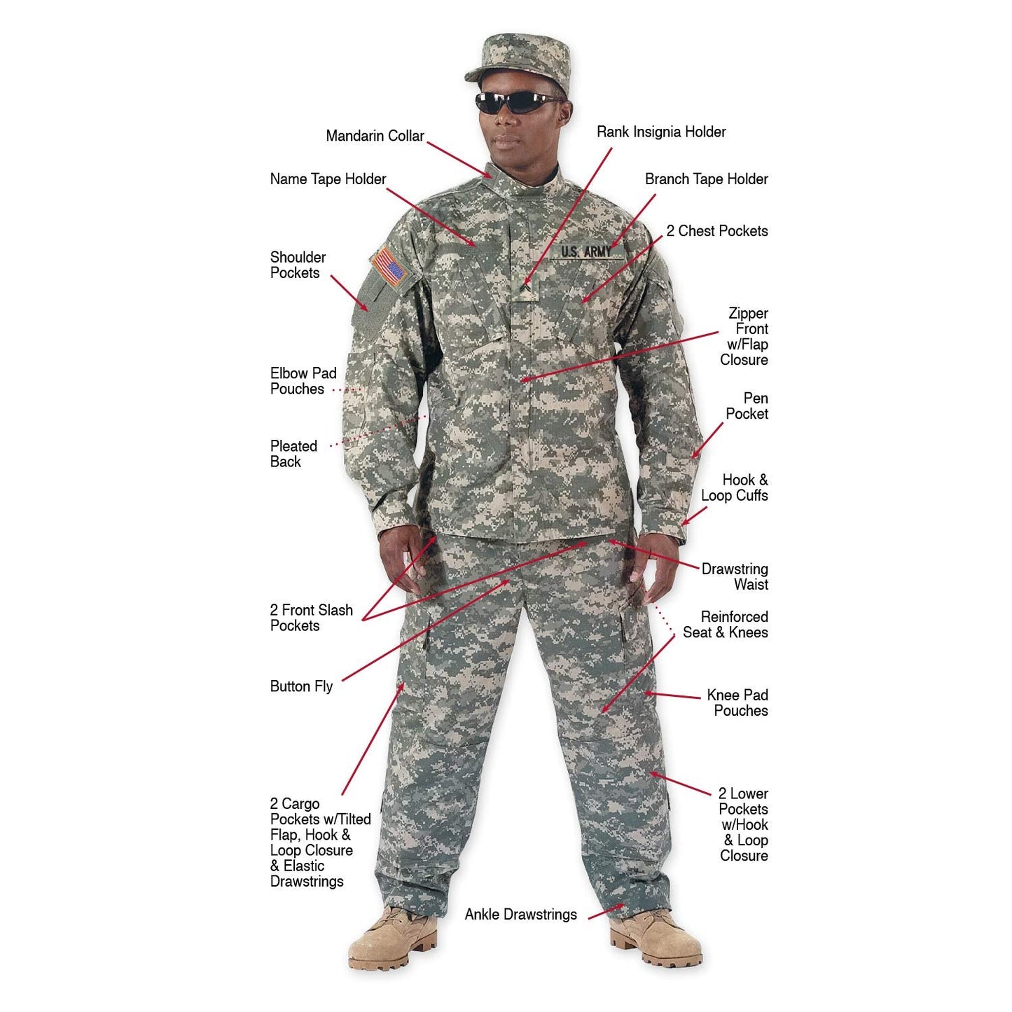 Rothco Camo Combat Uniform Pants - ACU Digital (US, Alpha, X-Large, Regular, Regular, ACU Digital)