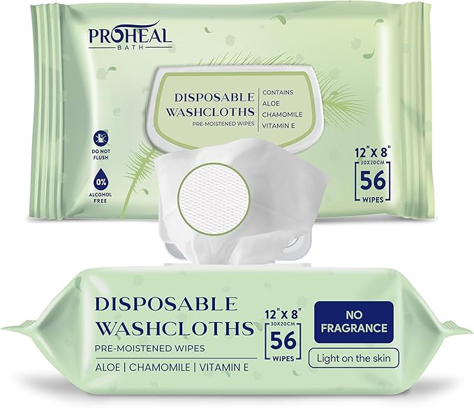 Large Wet Wipes for Adults - 2 Pack of 12"x8" Disposable Body Wipes - Fragrance Free with Aloe, Chamomile, and Vitamin E - for Bathroom and Travel