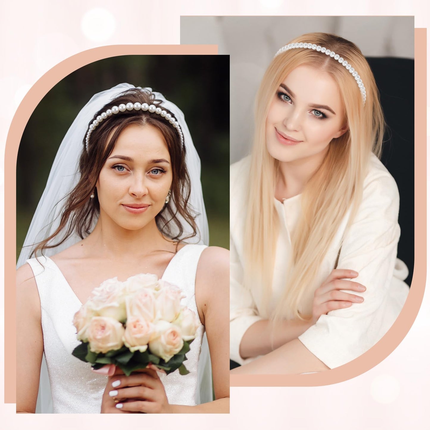 Sorcristy 4 Pack Pearl Headband White Gold Girl Pearl Headbands Metal Thin Head Band, Artificial Pearls Headpiece Hair Accessori