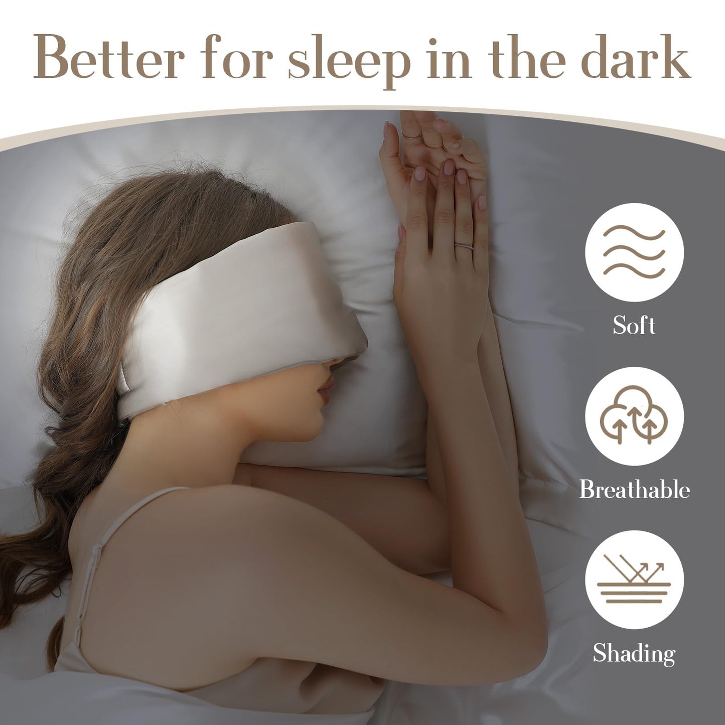 SECZIPE 100% Mulberry Silk Sleep Mask Eye Mask for Women Man with Adjustable Band, for Side Sleeper Blackout Sleep Mask for Travel Rest and Office (Gray)