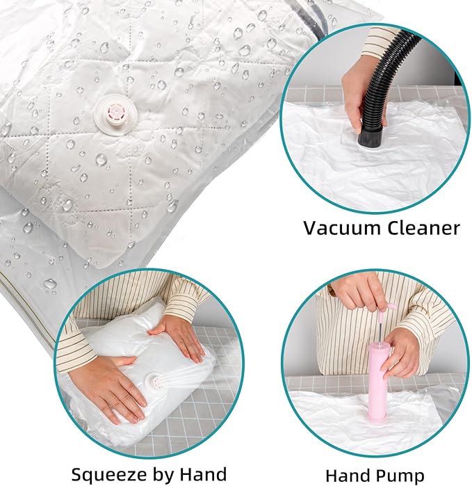 Vacuum Storage Bags Vacuum Seal Bags for Clothing & Bedding, Travel Essentials Hand Pump Included – Ideal for Home, Travel & Moving Use (10S)