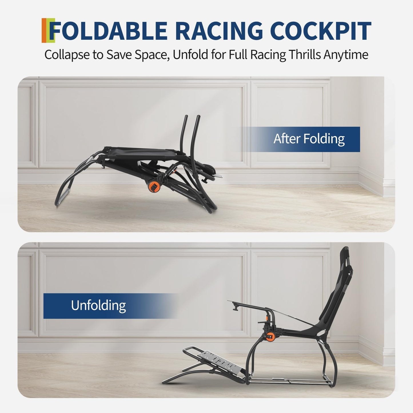 Garvee Racing Wheel Stand,Foldable Racing Simulator Cockpit for g923/g920/g29, Steering Wheel Stand & Foot Pedal Angle Adjustable,Sim Racing Cockpit for Thrustmaster t248p, Fanatec, Hori, Mad Catz.