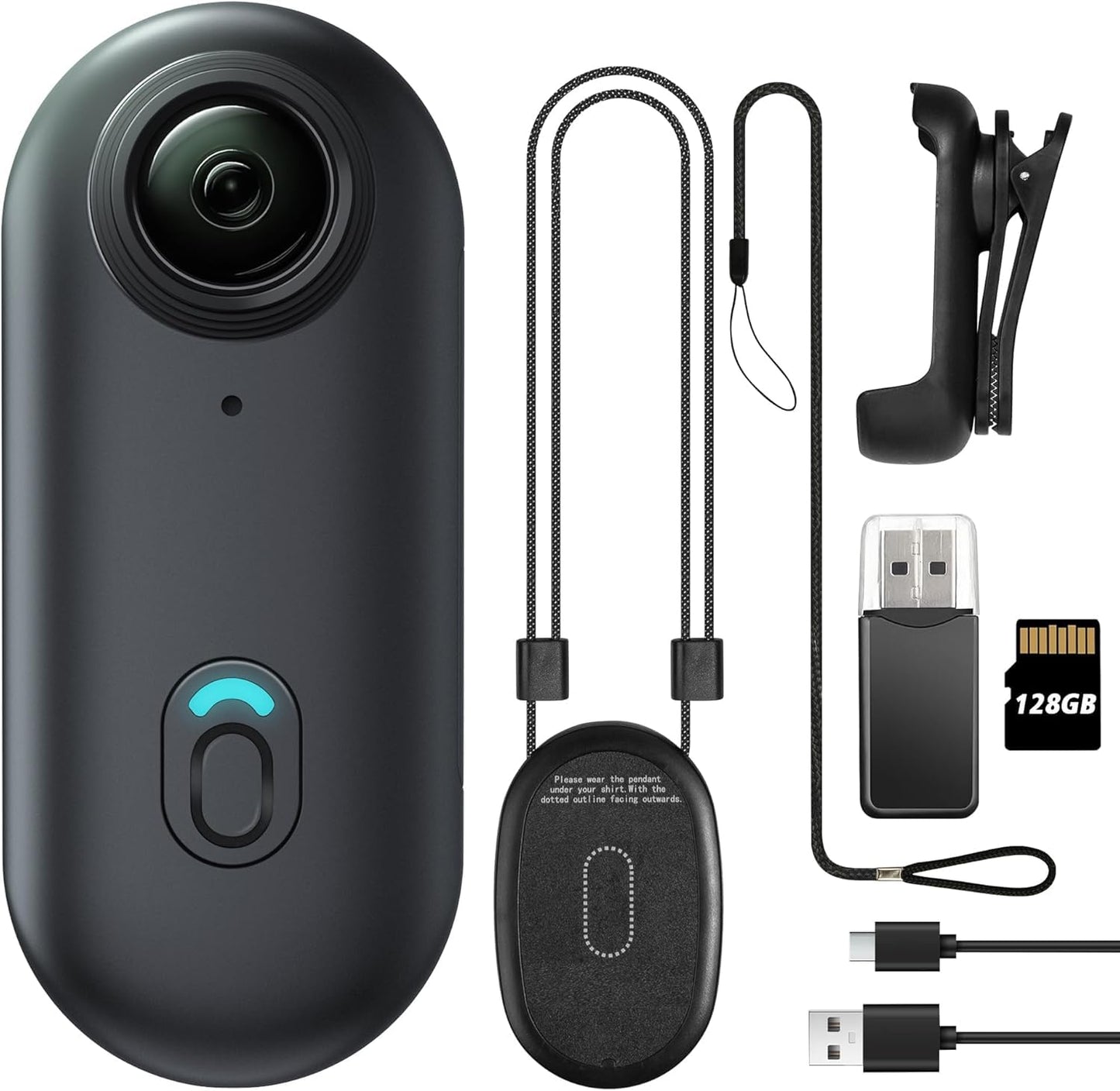 Meoilkolnm 4K 128GB Mini Body Camera, Wearable Action Body Cam, Thumb Size Hands Free Recording Body Worn Camera, Premium Portab