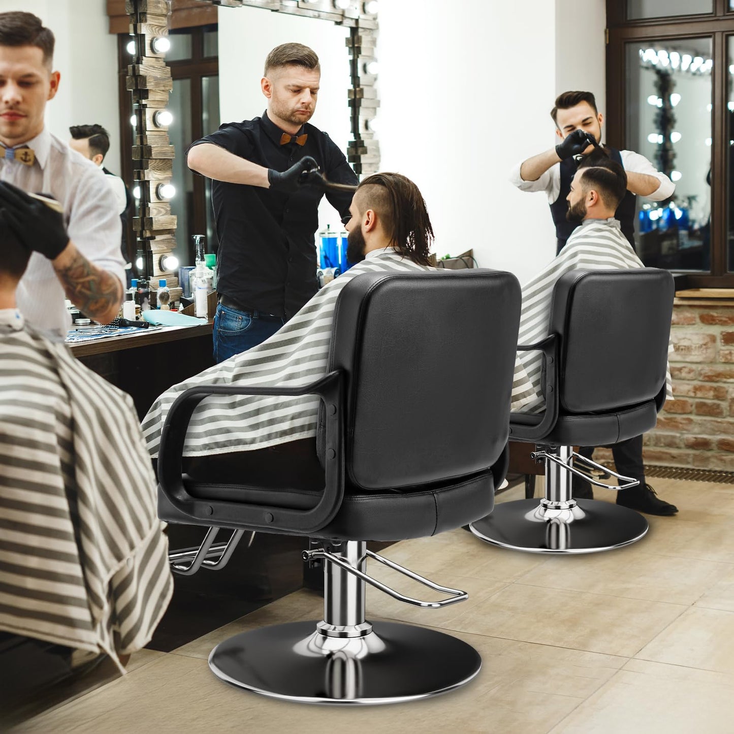 Barber Chair for Hair Stylist- Comfortable Cushion,360° Swivel,Adjustable Height,Capacity 350 LBS with Heavy Duty Hydraulic Pump,Hairdresser Salon Chair for for Hair Stylists,Home,Barbershop